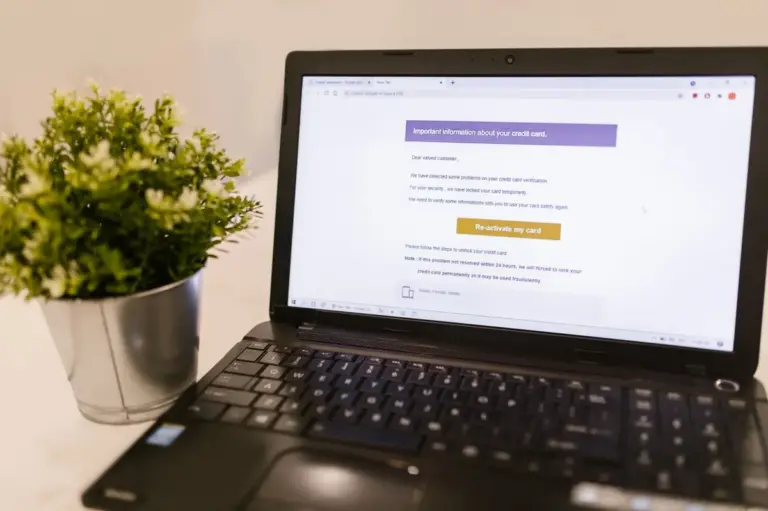 Laptop mit geöffnetem E-Mail-Postfach neben einer Pflanze